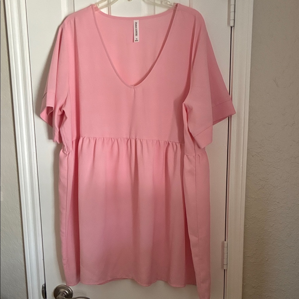 Zenana Outfitters Soft Pink V-Neck Tunic